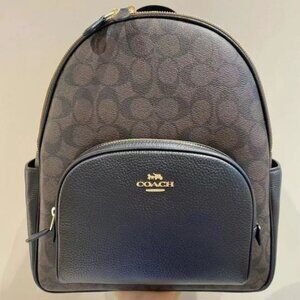 NWT Coach Court Backpack In Blocked Signature Canvas CZ176